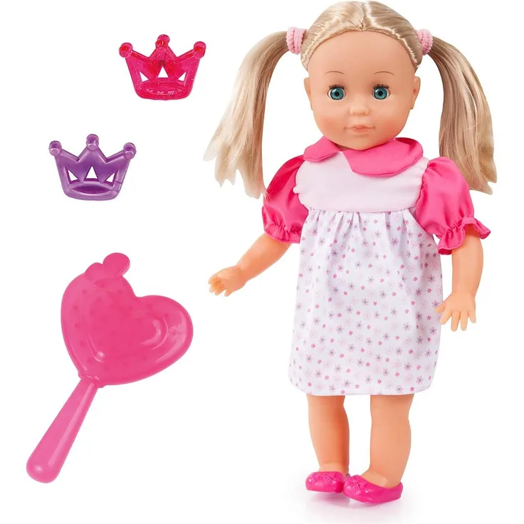 Bayer Design 93335AJ Funktionspuppe Charlene Meine sprechende Freundin 33cm, Babypuppe mit Schlafaugen, spricht 50 Sätze, Blonde Haare