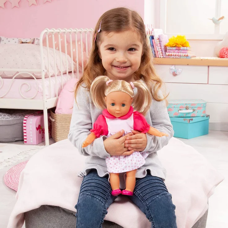 Bayer Design 93335AJ Funktionspuppe Charlene Meine sprechende Freundin 33cm, Babypuppe mit Schlafaugen, spricht 50 Sätze, Blonde Haare – Bild 5