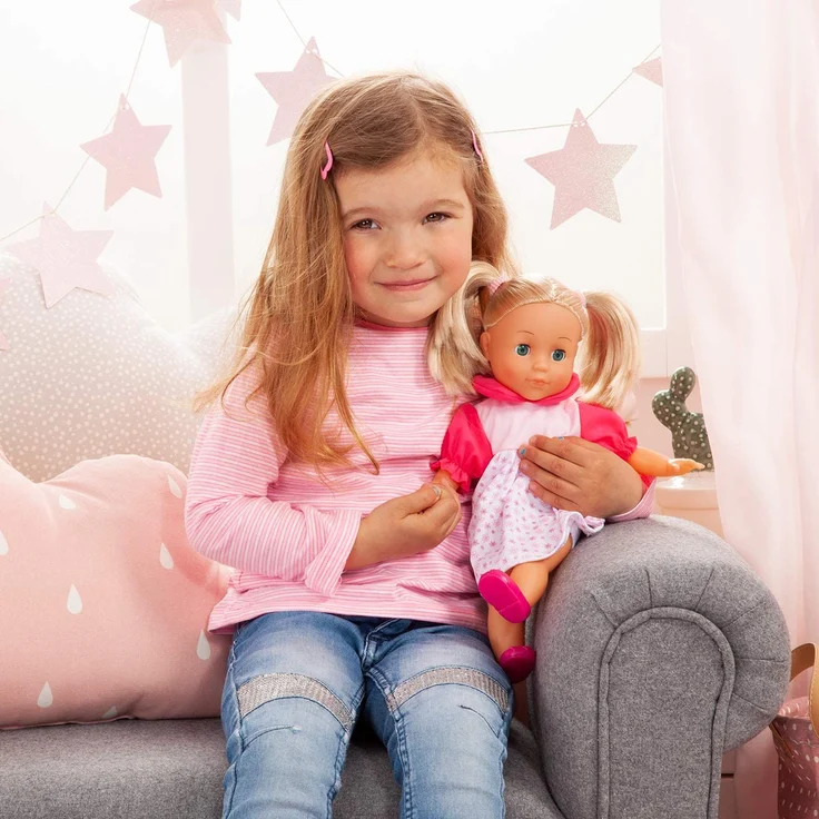 Bayer Design 93335AJ Funktionspuppe Charlene Meine sprechende Freundin 33cm, Babypuppe mit Schlafaugen, spricht 50 Sätze, Blonde Haare – Bild 6