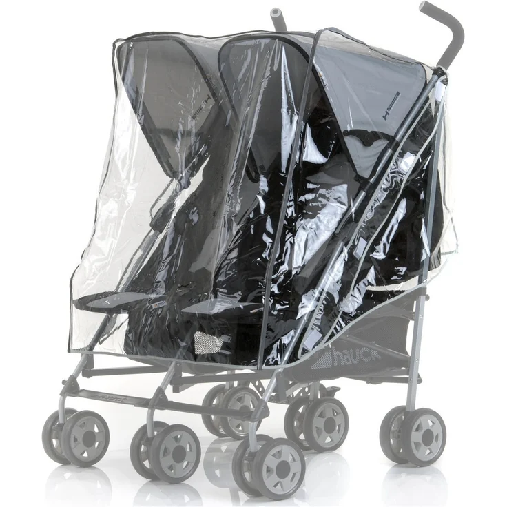 Hauck Universal Regenverdeck für Geschwisterwagen, Wasserfest Langlebig Kompatibel mit Turbo Duo und Roadster Duo – Transparent – Bild 3