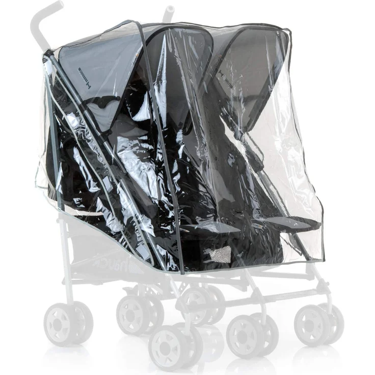 Hauck Universal Regenverdeck für Geschwisterwagen, Wasserfest Langlebig Kompatibel mit Turbo Duo und Roadster Duo – Transparent – Bild 1