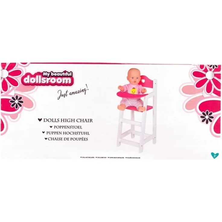 Otto Simon Puppenhochstuhl weiß pink Holz Puppen Hochstuhl