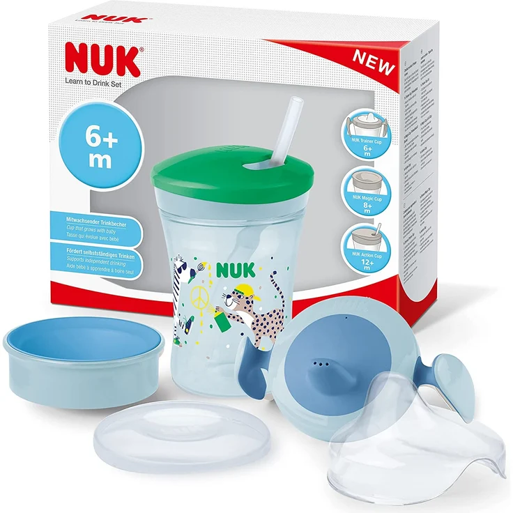 NUK Evolution Cup All-in-1 Trinklernset ab 6 Monaten Leopard – Bild 1