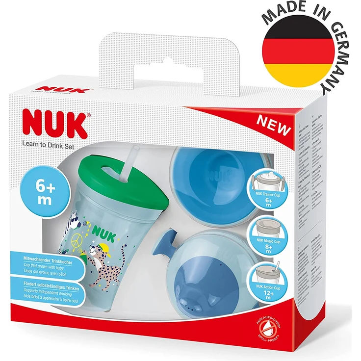 NUK Evolution Cup All-in-1 Trinklernset ab 6 Monaten Leopard – Bild 7