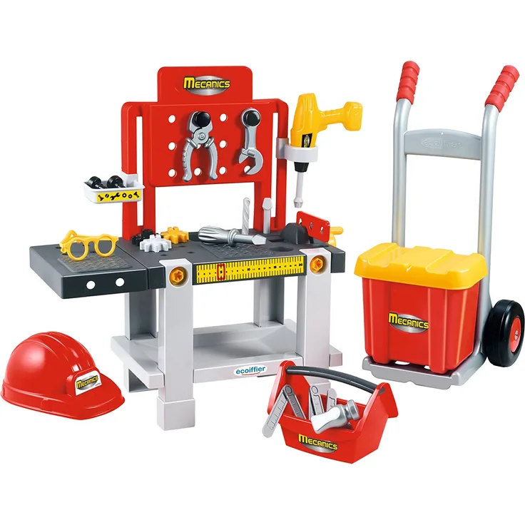 Ecoiffier 2379 Werkstatt-Set, Rot/Grau