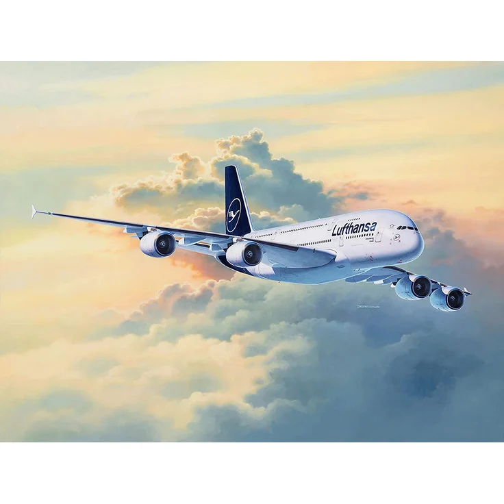 Revell 03872 Passagierflugzeug Airbus A380-800 Lufthansa New Livery, 1:144/50,4 cm originalgetreuer Modellbausatz für Experten, unlackiert, 1/144 – Bild 2