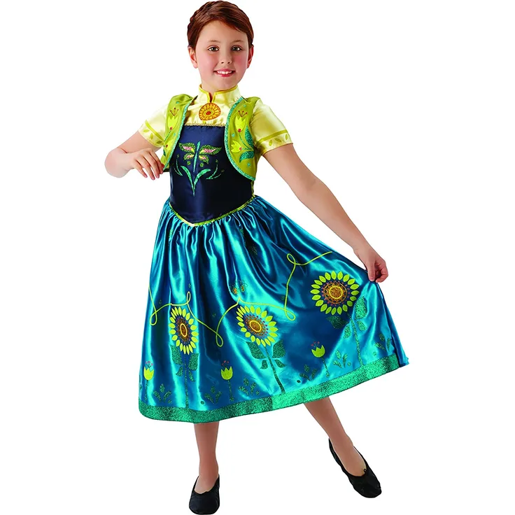Disney – Prinzessinnen Kostüm Anna Fever Deluxe, für Mädchen, Blau und Gelb (Rubie 's 610904) M Blau und Gelb