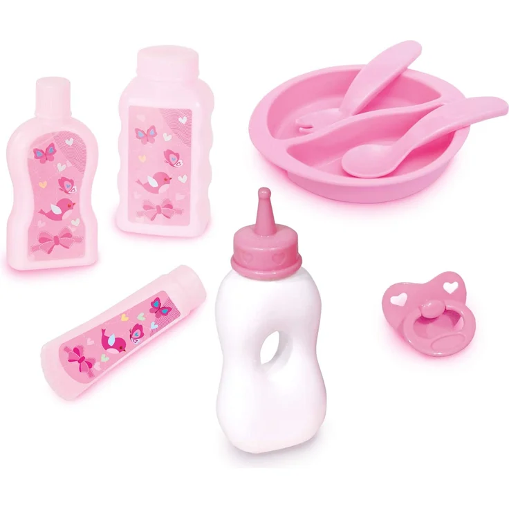 Bayer Design 61754AC Puppenzubehör, 11 in 1 Pflegeset, Großes Zubehörset für Babypuppen inkl. Tasche, Reisebett, Schlafsack und Pflegezubehör, blau, pink mit Einhorn - Preisvergleich – Bild 2