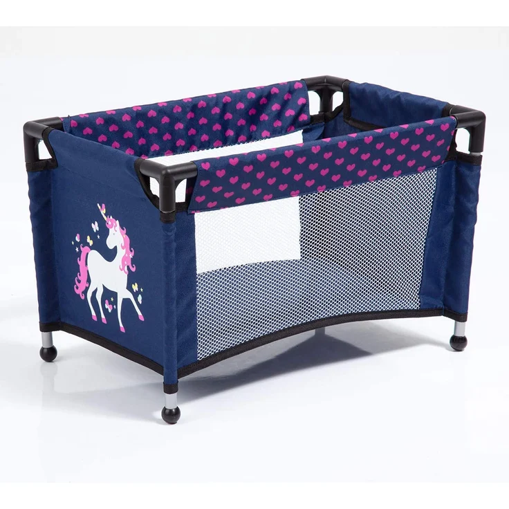 Bayer Design 61754AC Puppenzubehör, 11 in 1 Pflegeset, Großes Zubehörset für Babypuppen inkl. Tasche, Reisebett, Schlafsack und Pflegezubehör, blau, pink mit Einhorn - Preisvergleich – Bild 3
