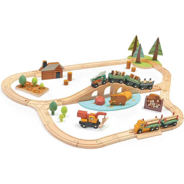 Holzeisenbahn Set Wald mit Zubehör | Tender Leaf Toys