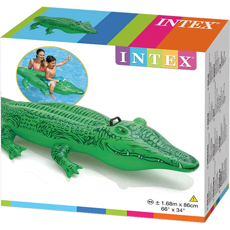 Intex 58546NP, Aufblasbares Reittier - Schwimmtier - Badetier 'Kleines Krokodil' in ca. 168 x 86 cm mit robustem Haltegriff – Bild 4