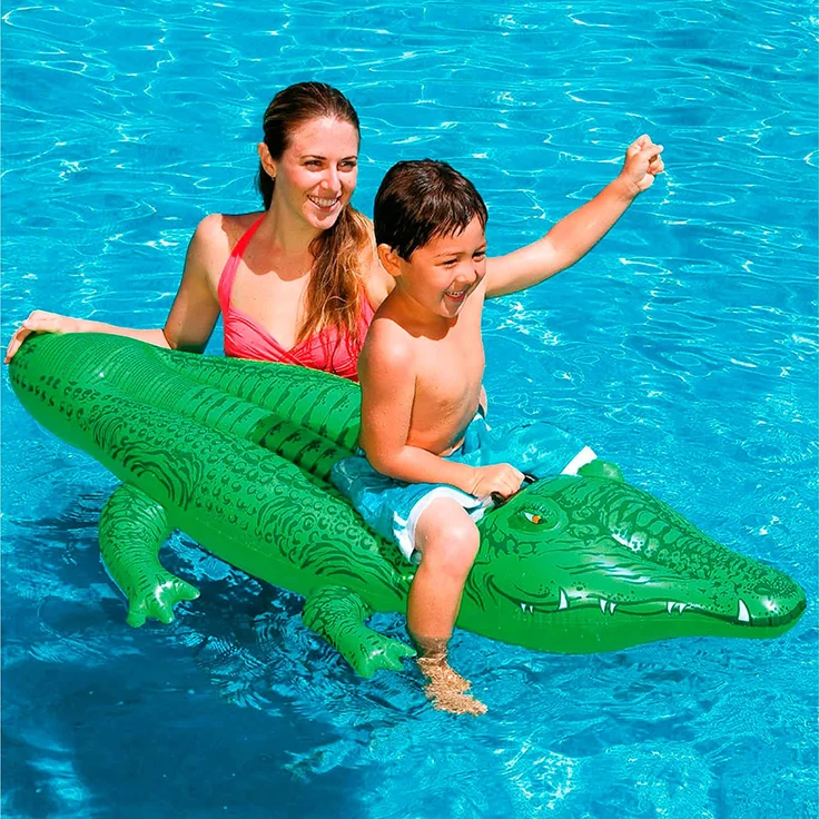 Intex 58546NP, Aufblasbares Reittier - Schwimmtier - Badetier 'Kleines Krokodil' in ca. 168 x 86 cm mit robustem Haltegriff – Bild 2