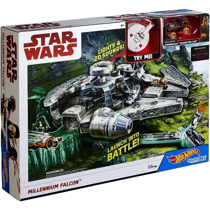 Hot Wheels DWM85 Star Wars Episode 8 Millennium Falke Spielset, Kanone mit Lichtern und +20 Geräuscheffekte, Millennium Falcon Spielzeug ab 4 Jahren – Bild 15