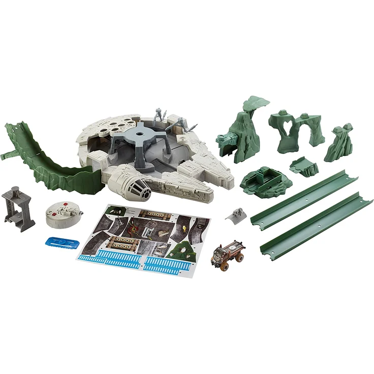 Hot Wheels DWM85 Star Wars Episode 8 Millennium Falke Spielset, Kanone mit Lichtern und +20 Geräuscheffekte, Millennium Falcon Spielzeug ab 4 Jahren – Bild 5