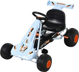 HOMCOM Kinder Go-Kart mit Handbremse hellblau