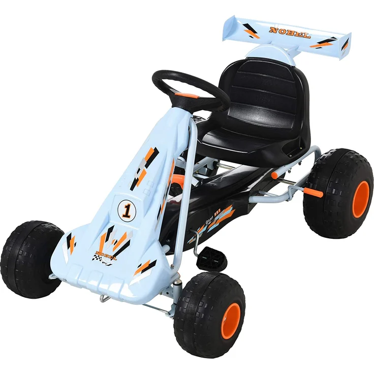 HOMCOM Kinder Go-Kart mit Handbremse hellblau – Bild 1