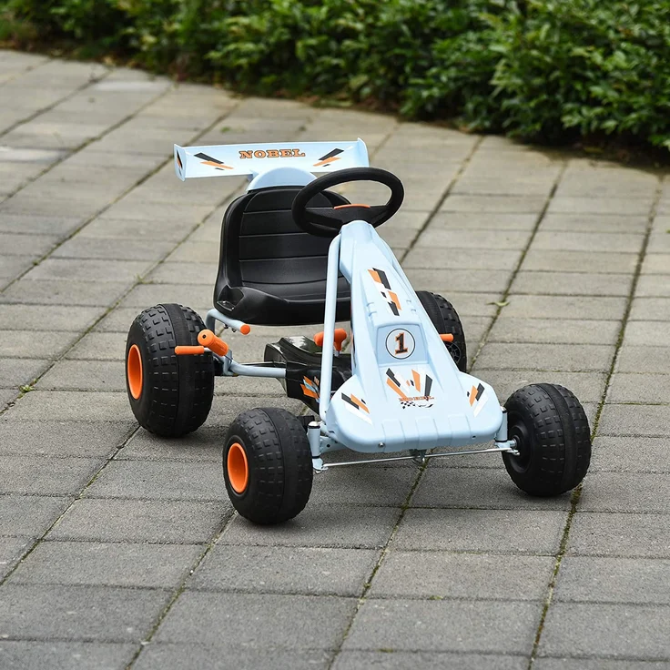HOMCOM Kinder Go-Kart mit Handbremse hellblau – Bild 2