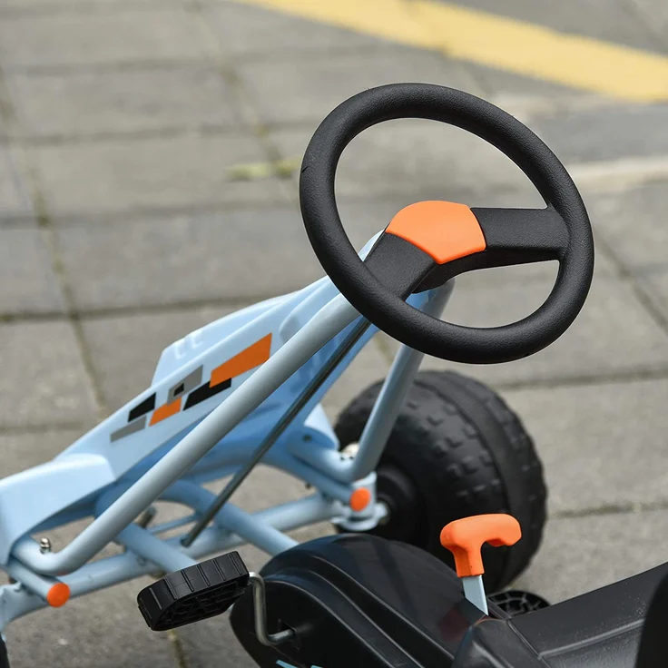 HOMCOM Kinder Go-Kart mit Handbremse hellblau – Bild 8