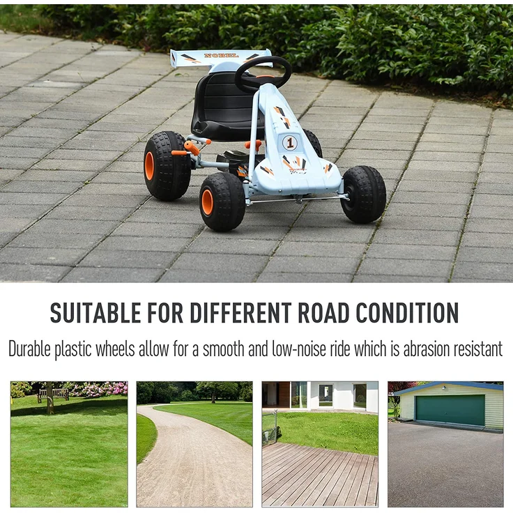 HOMCOM Kinder Go-Kart mit Handbremse hellblau – Bild 5