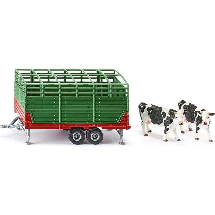 siku 2875, Viehanhänger inkl. 2 Holstein-Kühen, 1:32, Metall/Kunststoff, Grün, Viele Funktionen