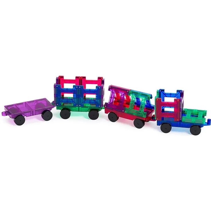 Playmags 20 Stück Train Set: Jetzt mit stärkeren Magneten, Robust, Super-Durable mit Vivid Clear-Color-Fliesen