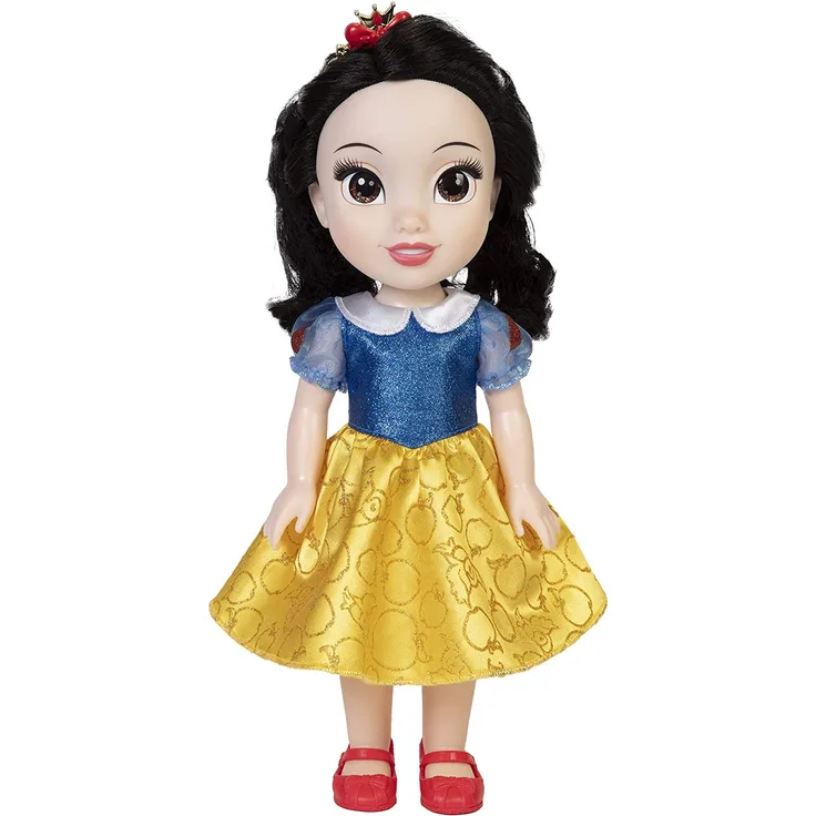 Disney Princess Schneewittchen Puppe 35 cm, reflektierende Glitzeraugen, bewegliche Gelenke, ausziehbares Kleid, Schuhe, Krone, schwarzes Haar, für Mädchen ab 3 Jahren