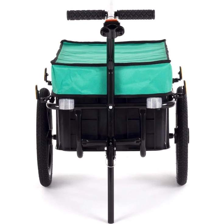 SAMAX Transportanhänger Fahrradanhänger Lastenanhänger Fahrrad Anhänger Handwagen mit Kunststoffwanne für 60 Kg / 70 Liter in Grün – Bild 4