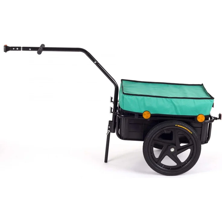 SAMAX Transportanhänger Fahrradanhänger Lastenanhänger Fahrrad Anhänger Handwagen mit Kunststoffwanne für 60 Kg / 70 Liter in Grün – Bild 3