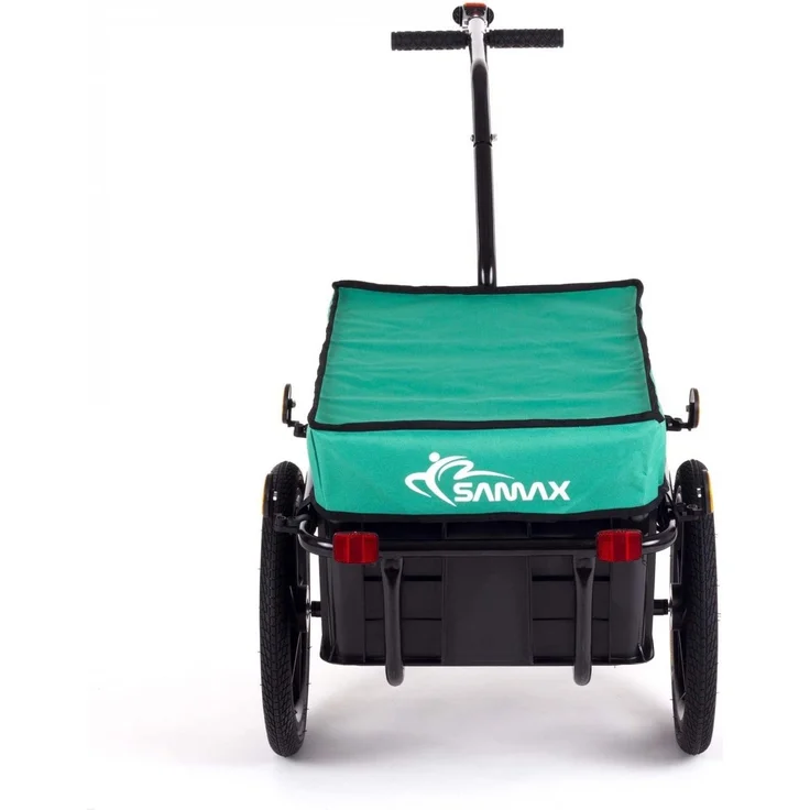 SAMAX Transportanhänger Fahrradanhänger Lastenanhänger Fahrrad Anhänger Handwagen mit Kunststoffwanne für 60 Kg / 70 Liter in Grün – Bild 5