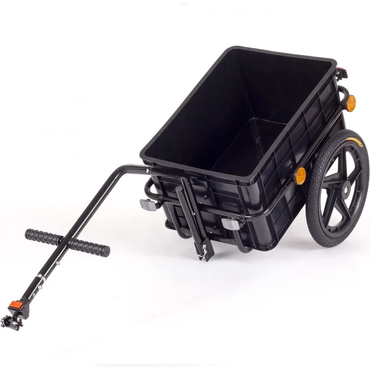 SAMAX Transportanhänger Fahrradanhänger Lastenanhänger Fahrrad Anhänger Handwagen mit Kunststoffwanne für 60 Kg / 70 Liter in Grün – Bild 6