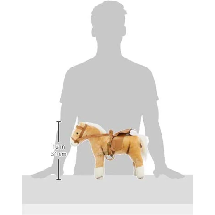Götz 3401926 Haflinger Fritz Pferde-Puppe (Stockmaß 27 cm) - 33 cm hohes, biegsames Plüschpferd für Stehpuppen - mit Sattel, Zaumzeug und Picknickdecke – Bild 8
