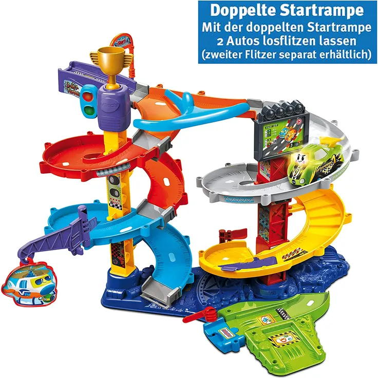 Vtech 80-535004 TUT Baby Flitzer-2-in-1-Turboturm Babyspielzeug, Rennbahn, Parkhaus, Auto – Bild 2