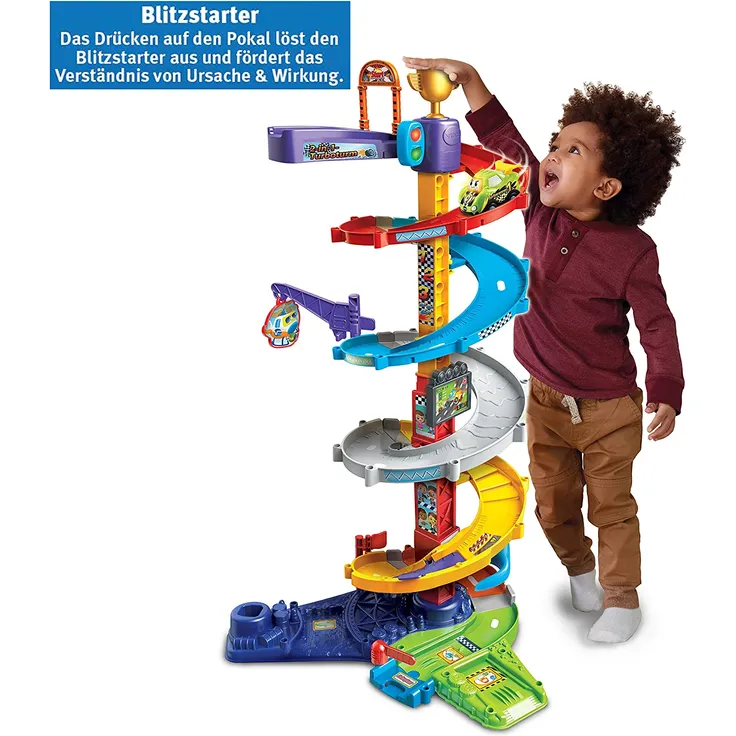 Vtech 80-535004 TUT Baby Flitzer-2-in-1-Turboturm Babyspielzeug, Rennbahn, Parkhaus, Auto – Bild 3