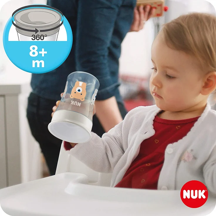 NUK 3-in-1 Trinklernset mit Trainer Cup Schnabeltasse (6+ Monate), Magic Cup 360° Trinklernbecher (8+ M) & Action Cup Trinklernflasche (12+ M) | 230 ml | BPA-frei | Herz (neutral) – Bild 4