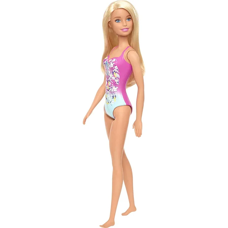 Barbie GHW37 - Beach Puppe mit Badeanzug im Blumenmuster, Spielzeug ab 3 Jahren – Bild 4