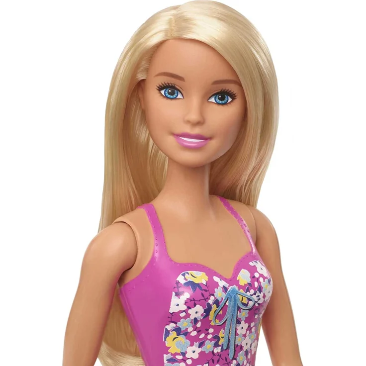 Barbie GHW37 - Beach Puppe mit Badeanzug im Blumenmuster, Spielzeug ab 3 Jahren – Bild 2