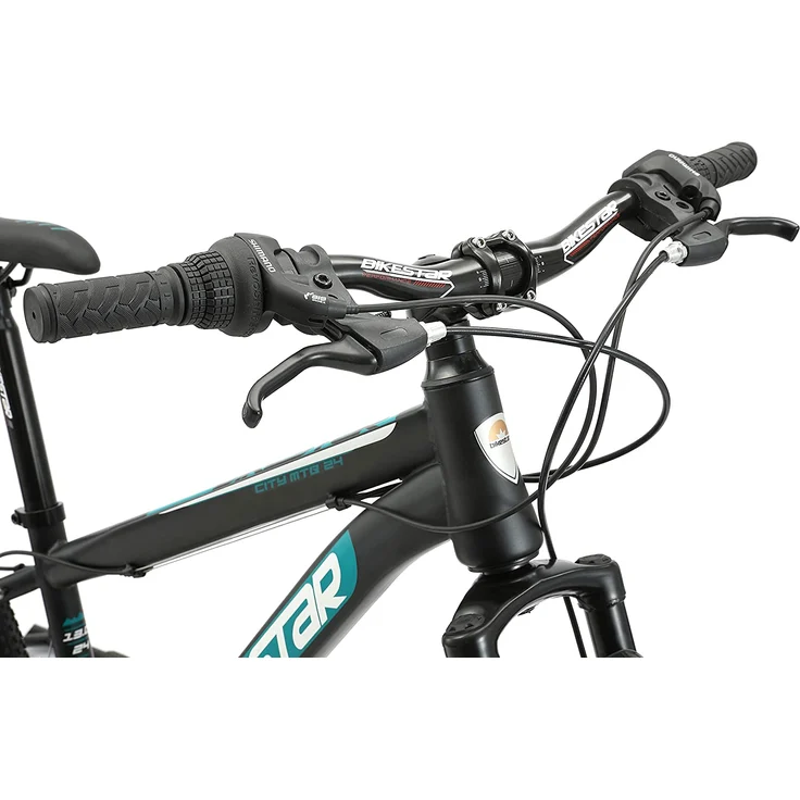 BIKESTAR Kinder Jugend Mountainbike 24 Zoll ab 8 Jahre | 21 Gang Hardtail MTB Scheibenbremse Federgabel | Schwarz – Bild 4