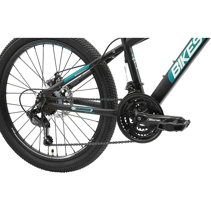BIKESTAR Kinder Jugend Mountainbike 24 Zoll ab 8 Jahre | 21 Gang Hardtail MTB Scheibenbremse Federgabel | Schwarz – Bild 6