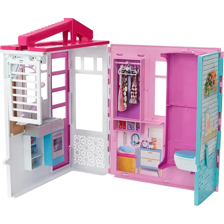 Barbie FXG54 - Ferienhaus mit Möbeln und Pool, portables Puppenhaus ca. 46 cm hoch mit Tragegriff, Puppenzubehör Spielzeug ab 3 Jahren – Bild 14