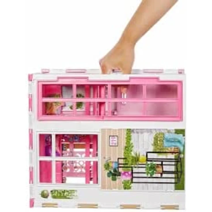 Barbie FXG54 - Ferienhaus mit Möbeln und Pool, portables Puppenhaus ca. 46 cm hoch mit Tragegriff, Puppenzubehör Spielzeug ab 3 Jahren – Bild 7