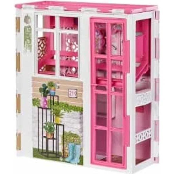 Barbie FXG54 - Ferienhaus mit Möbeln und Pool, portables Puppenhaus ca. 46 cm hoch mit Tragegriff, Puppenzubehör Spielzeug ab 3 Jahren – Bild 4