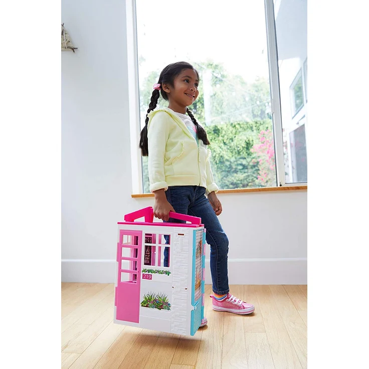 Barbie FXG54 - Ferienhaus mit Möbeln und Pool, portables Puppenhaus ca. 46 cm hoch mit Tragegriff, Puppenzubehör Spielzeug ab 3 Jahren – Bild 19