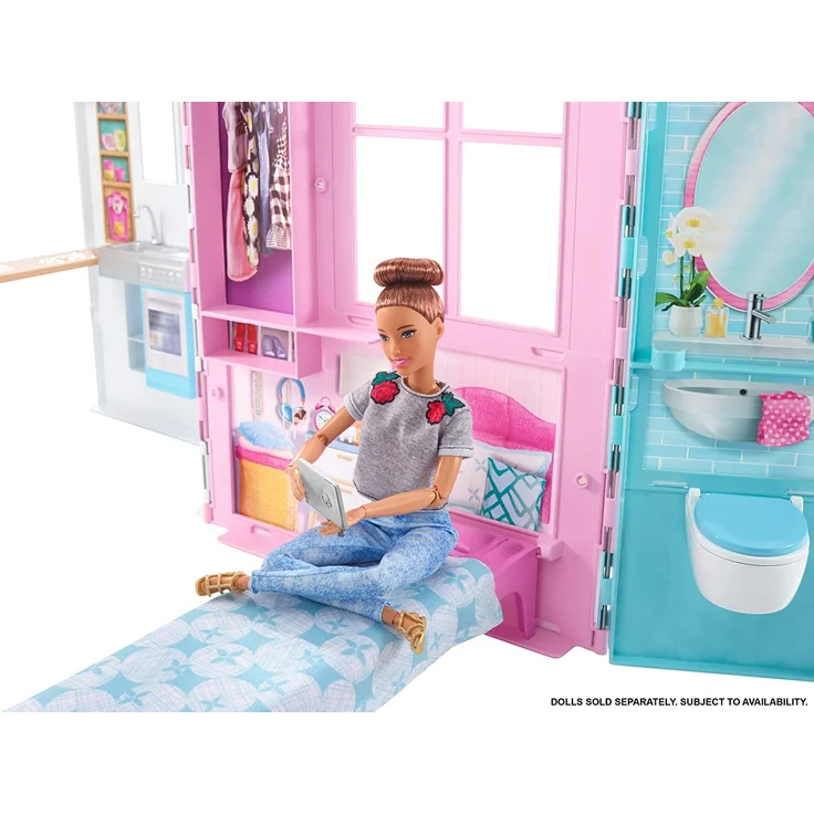 Barbie FXG54 - Ferienhaus mit Möbeln und Pool, portables Puppenhaus ca. 46 cm hoch mit Tragegriff, Puppenzubehör Spielzeug ab 3 Jahren – Bild 28