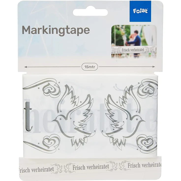 Folat markierungsband Frisch Verheiratet 15 m weiß/grau