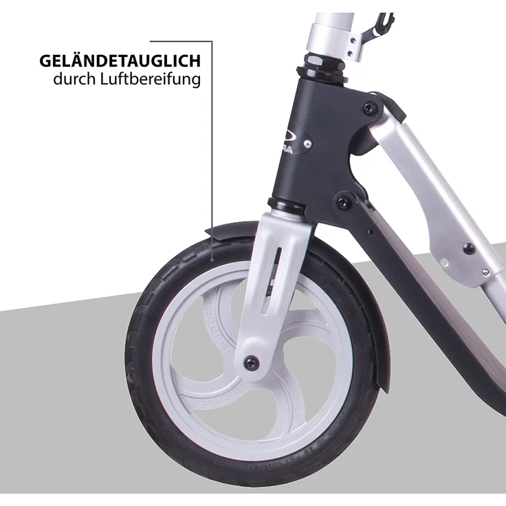 Hudora 14031 'BigWheel Air 230' Scooter, ab 10 Jahren, höhenverstellbar bis 106,5 cm, klappbar, max. belastbar bis 120 kg, schwarz/silber – Bild 7