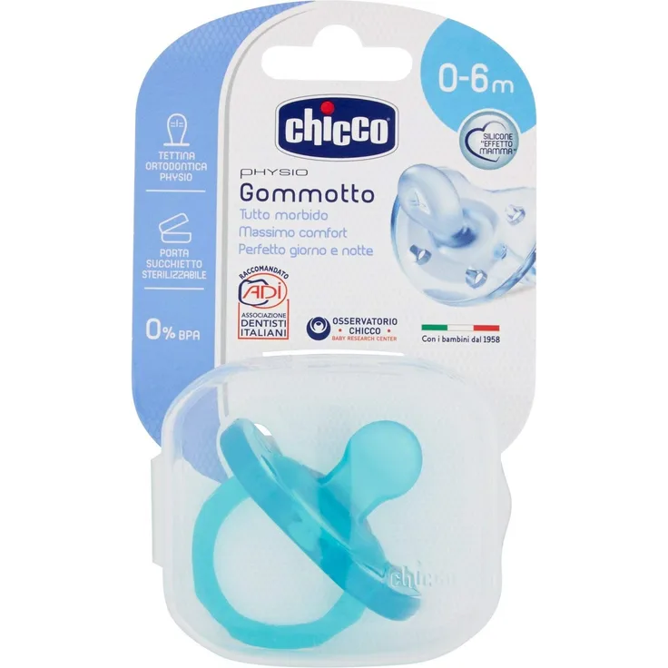 Chicco Gummipuffer Physio Soft blau Silikon 0-6 m 1 Stück
