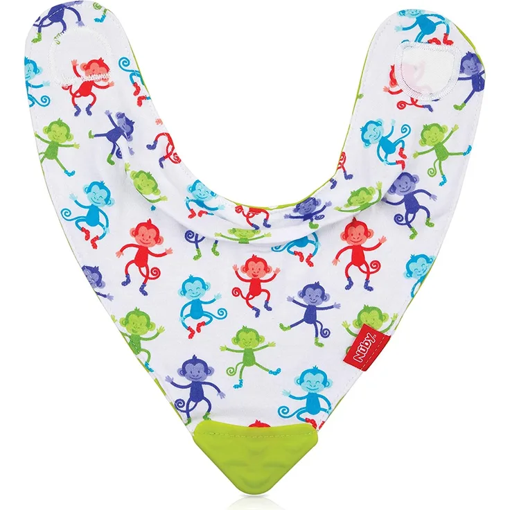 Nûby Bandana-Lätzchen mit Beißring am Rand, 3 m, Grün
