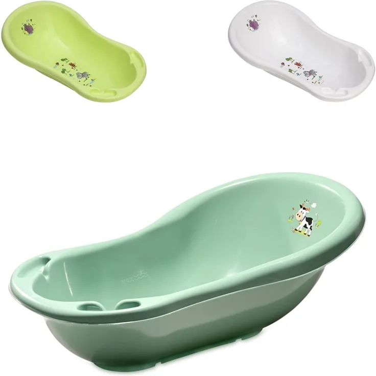 Lorelli Babybadewanne Hippo Ablagefächer 84 cm lang ergonomische Form ab Geburt dunkelgrün