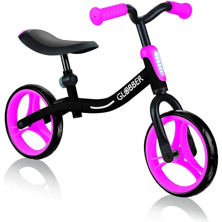Globber Go Bike Laufrad Jugend Unisex, 610-132, Schwarz/Rosa, Réglable en Hauteur