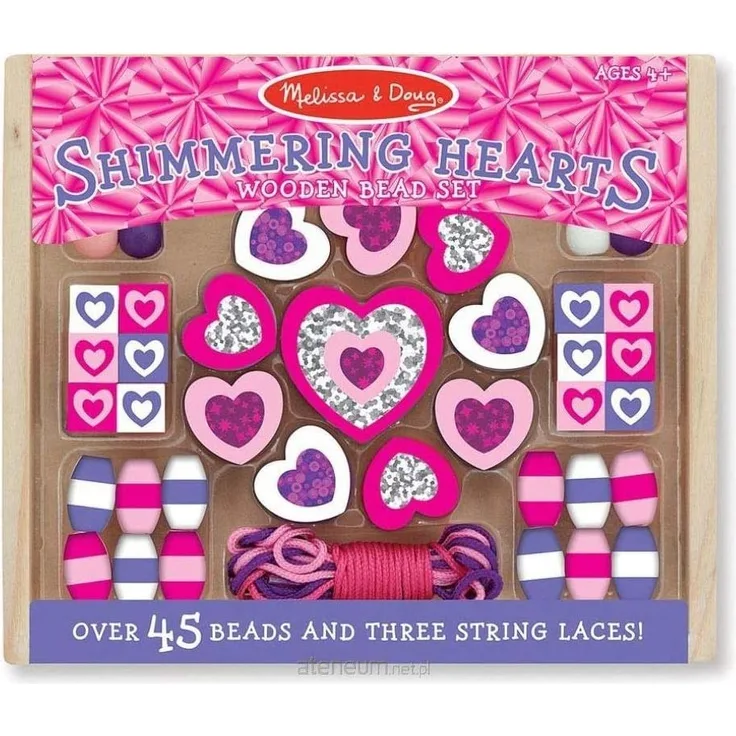 Melissa & Doug 19495 Holzperlen-SetFunkelndeHerzen, Mehrfarben